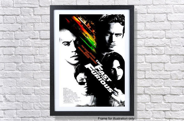 a movie poster hanging on a brick wall