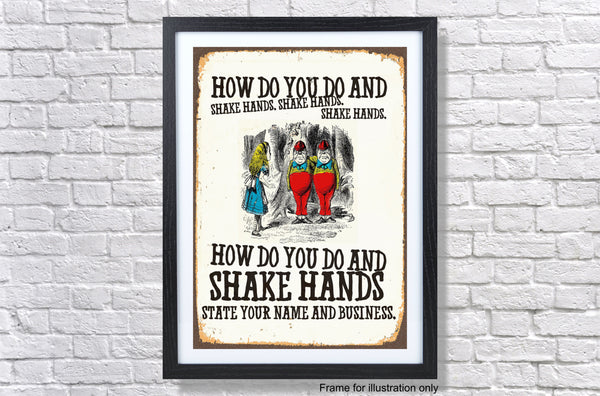 Alice In Wonderland Shake Hands - Vintage Classic Poster Print