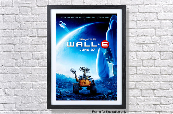 a movie poster hanging on a brick wall