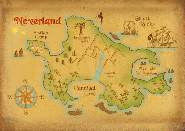 Peter Pan Neverland Map Poster