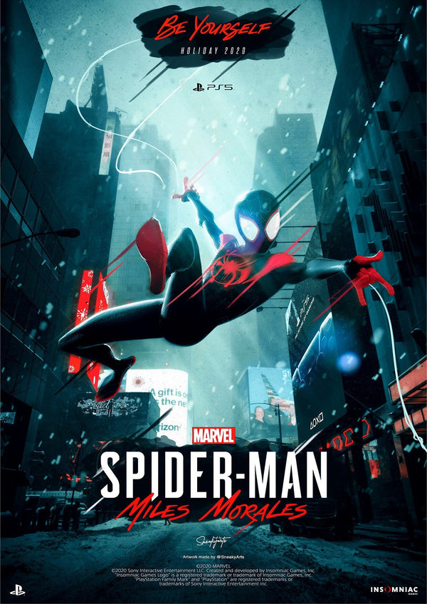 Miles Morales Spiderman Playstation Game Poster