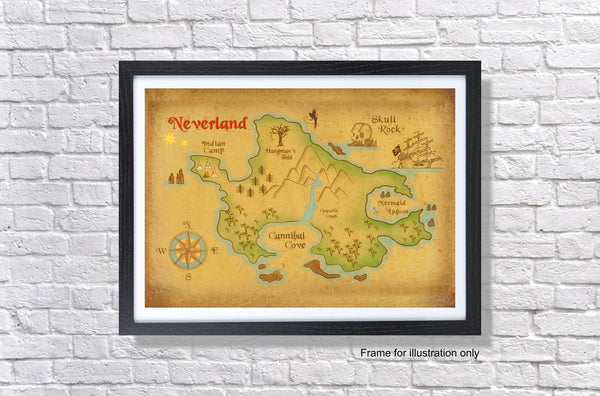 Peter Pan Neverland Map Poster