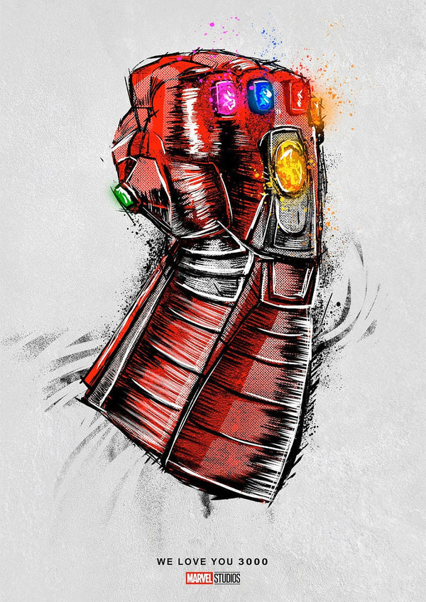 Marvel Avengers Endgame We Love You 3000 Iron Man Gauntlet Poster